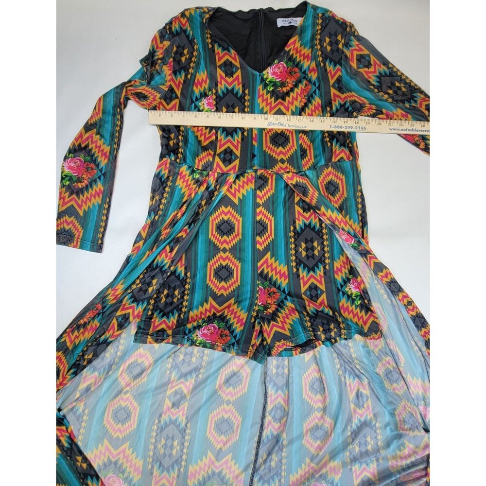 Crazy Train Jolie Romper Shorts Aztec Long Sleeve One Piece Womens Med - Picture 9 of 9